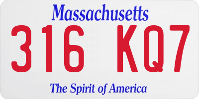 MA license plate 316KQ7