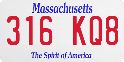 MA license plate 316KQ8