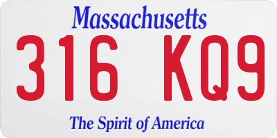 MA license plate 316KQ9