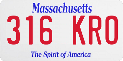 MA license plate 316KR0