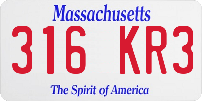 MA license plate 316KR3