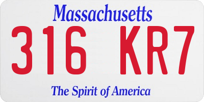 MA license plate 316KR7