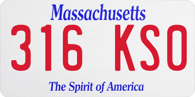 MA license plate 316KS0
