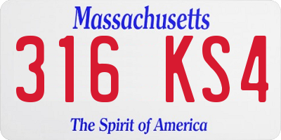 MA license plate 316KS4