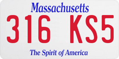 MA license plate 316KS5