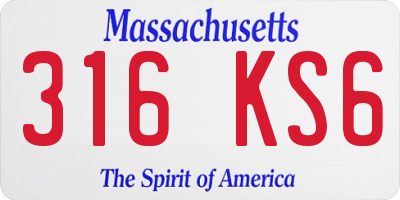 MA license plate 316KS6