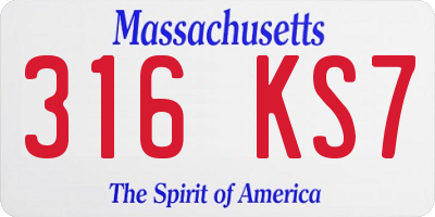 MA license plate 316KS7
