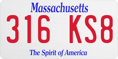 MA license plate 316KS8