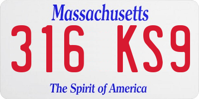 MA license plate 316KS9