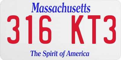 MA license plate 316KT3
