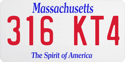 MA license plate 316KT4