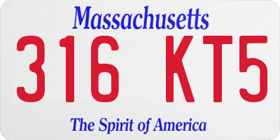 MA license plate 316KT5