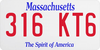 MA license plate 316KT6