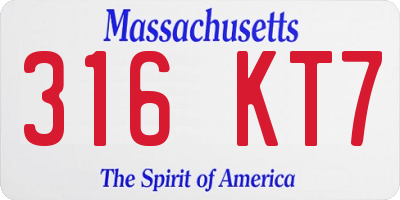 MA license plate 316KT7