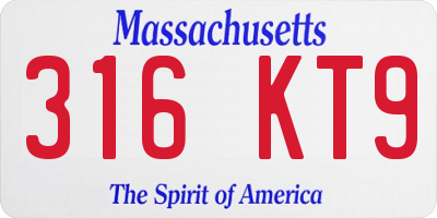 MA license plate 316KT9