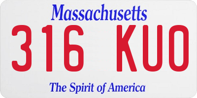 MA license plate 316KU0
