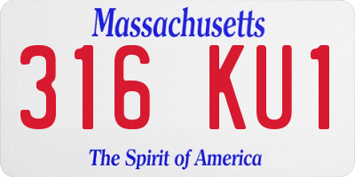 MA license plate 316KU1