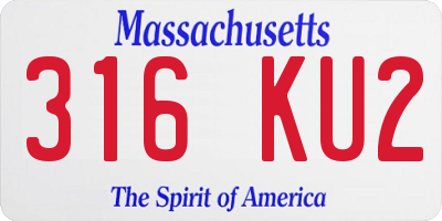 MA license plate 316KU2