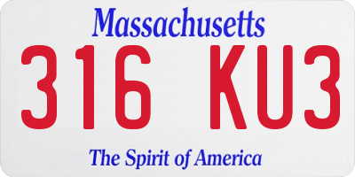 MA license plate 316KU3