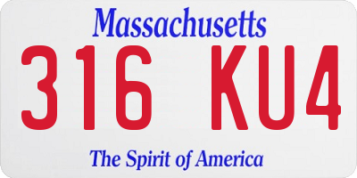 MA license plate 316KU4