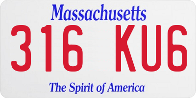 MA license plate 316KU6