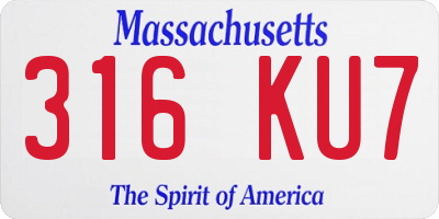 MA license plate 316KU7