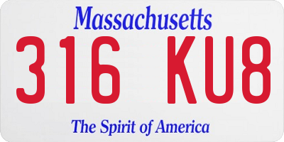 MA license plate 316KU8