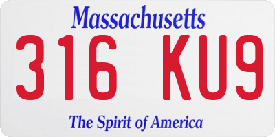 MA license plate 316KU9