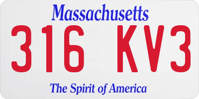 MA license plate 316KV3