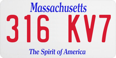 MA license plate 316KV7