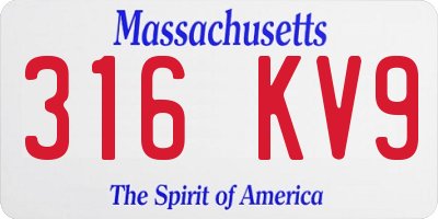 MA license plate 316KV9