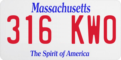 MA license plate 316KW0