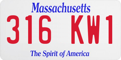 MA license plate 316KW1