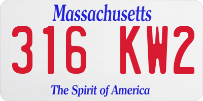 MA license plate 316KW2