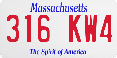 MA license plate 316KW4