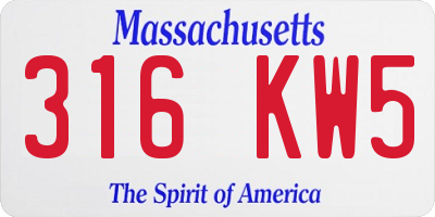 MA license plate 316KW5