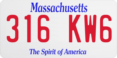 MA license plate 316KW6