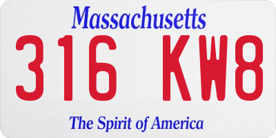 MA license plate 316KW8