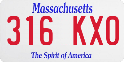MA license plate 316KX0