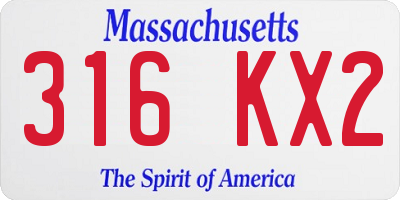 MA license plate 316KX2