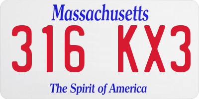 MA license plate 316KX3