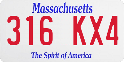 MA license plate 316KX4