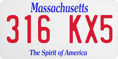 MA license plate 316KX5