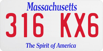 MA license plate 316KX6