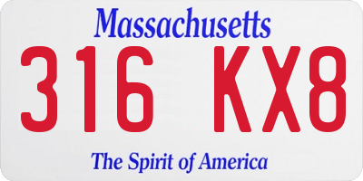 MA license plate 316KX8