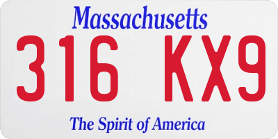 MA license plate 316KX9