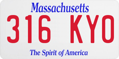 MA license plate 316KY0