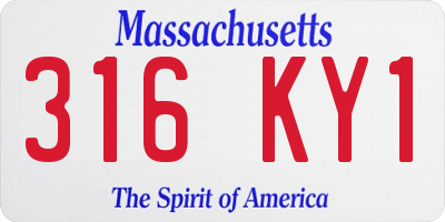 MA license plate 316KY1