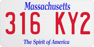 MA license plate 316KY2