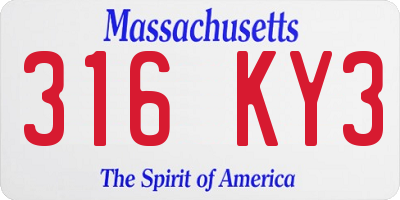 MA license plate 316KY3